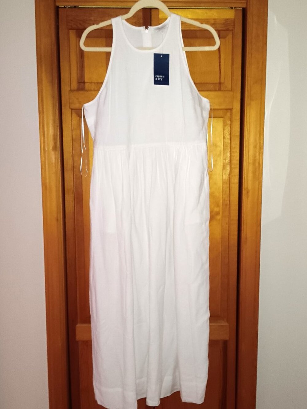 New Crown & Ivy™ Women's Sleeveless Linen Blend Maxi Tank Dress, size 8